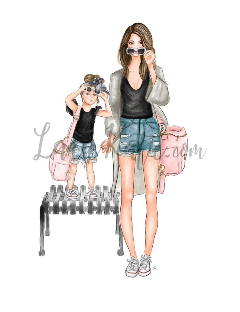 mommy and me art, girls room, girly art, girly print, little girl, mom print, mini me, girls room, girly decor, mother daughter art image 2
