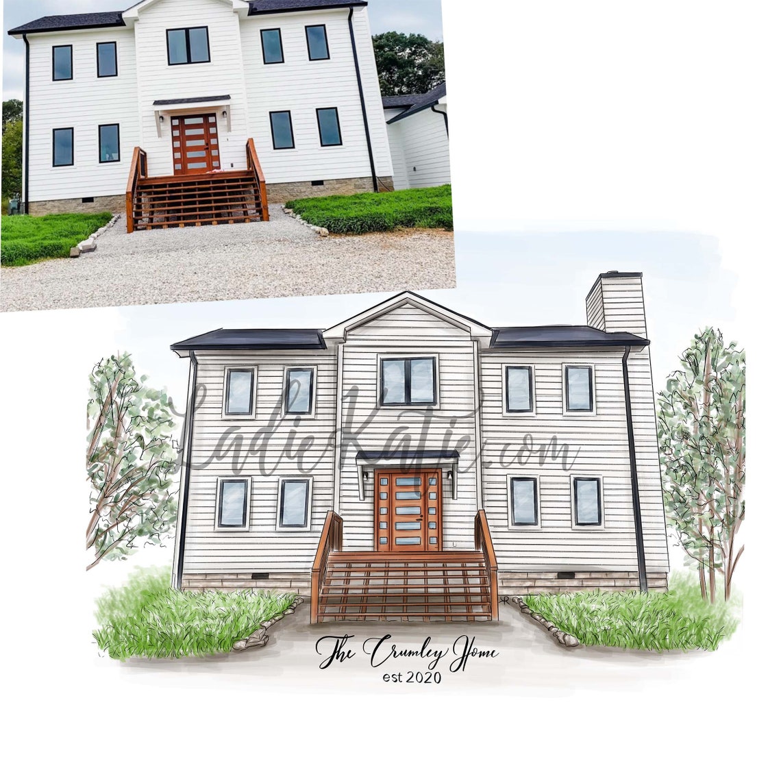 Custom House Portrait House Illustration Home House Art Etsy