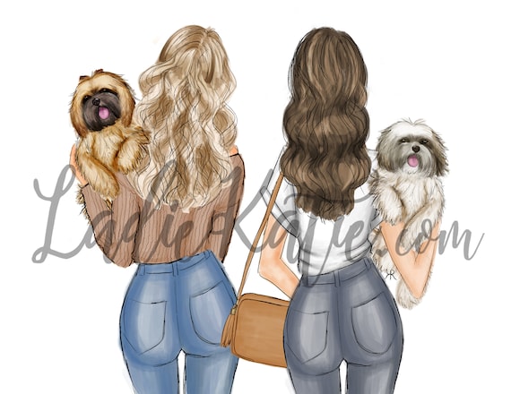 Dog mom, dog lover illustration, dog lover art, maltese, dog illustration, shih tzu, best friend, gifts for her, dog lover gift