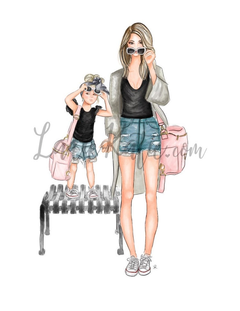 mommy and me art, girls room, girly art, girly print, little girl, mom print, mini me, girls room, girly decor, mother daughter art image 4