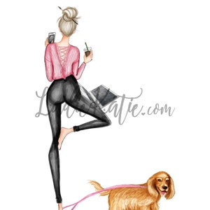 Dog mom, dog lover illustration, dog lover art, maltese, dog illustration, yogi illustration, yogi art, yoga art, yoga illustration image 5