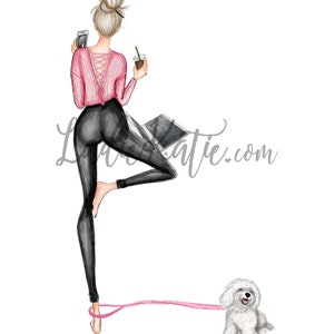 Dog mom, dog lover illustration, dog lover art, maltese, dog illustration, yogi illustration, yogi art, yoga art, yoga illustration image 7