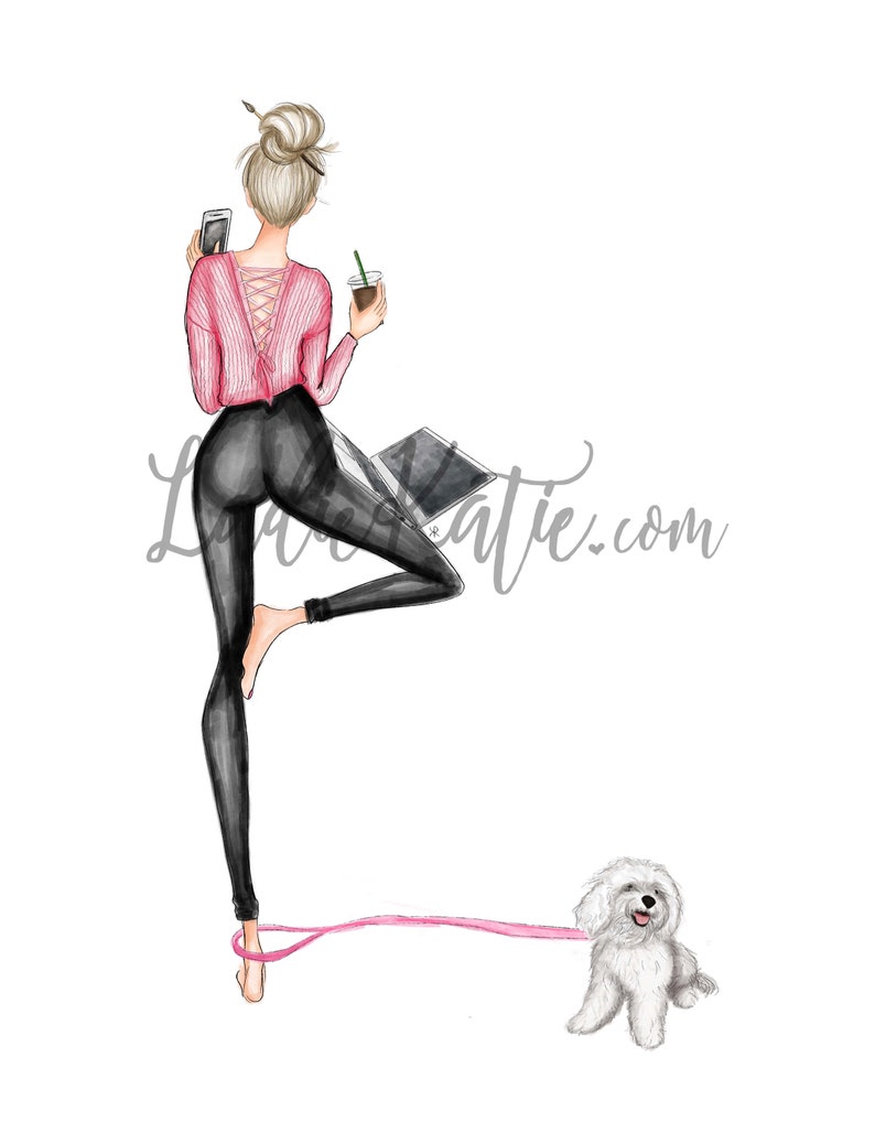 Dog mom, dog lover illustration, dog lover art, maltese, dog illustration, yogi illustration, yogi art, yoga art, yoga illustration image 7