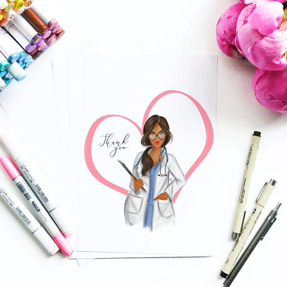 Thank you, doctor, nurse, health care, motivational art, girly art, gifts for her, quarantine, gifts for her, fashion illustration, corona