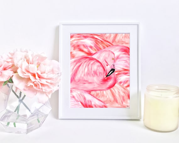 Flamingo print, flamingo art, flamingo painting, travel bug, wanderlust, jet setter, girly wall art, summer art, pink art, pink print, girly