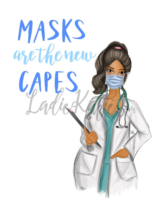 Thank you, doctor, nurse, health care, motivational art, girly art, gifts for her, quarantine, gifts for her, fashion illustration, corona