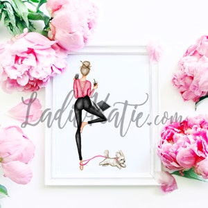 Dog mom, dog lover illustration, dog lover art, maltese, dog illustration, yogi illustration, yogi art, yoga art, yoga illustration