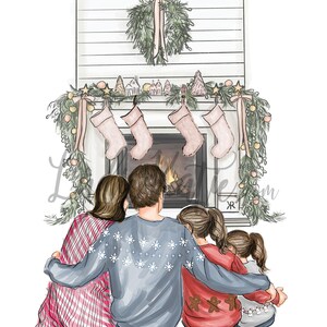 Biglietto di Natale in famiglia, Cartolina di Natale, Cartolina di natale personalizzata, Cartolina di famiglia, Arte di Natale, Ritratto di famiglia, Illustrazione di Natale, Foto di famiglia