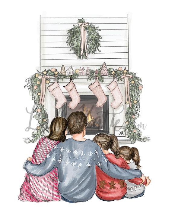 Family Christmas card, Christmas Card, Custom Holiday card, Family Card, Christmas art, family portrait , Christmas illustration, family pic