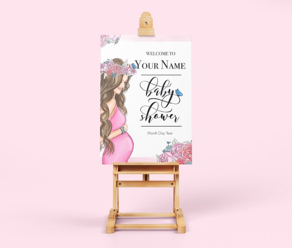 Baby shower, baby shower sign, welcome sign, new mom, pregnant, mom to be, shower sign, baby girl, it's a girl, downloadable sign