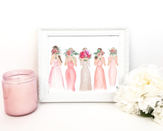 bridesmaid gift, wedding print, bride art, bride painting, tie the knot, bride print, wedding art, bride gift, bridesmaid gift