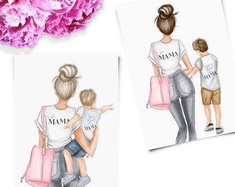 Boy mom, mommy and me art, girly art, girly print, mom print, boys room, girly decor, mother son art, mother's day, gifts for her, mom life