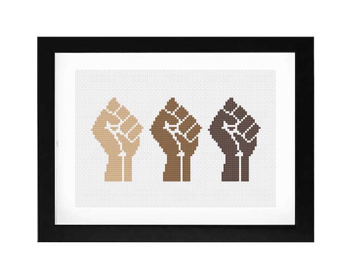 5x7 - "Resist" Decorative Cross Stitch Art with Frame
