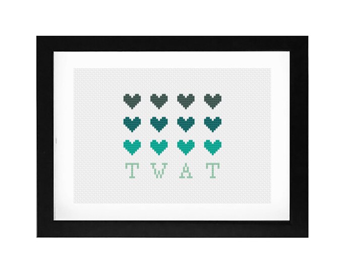 5x7 - "Twat" Decorative Cross Stitch Art with Frame