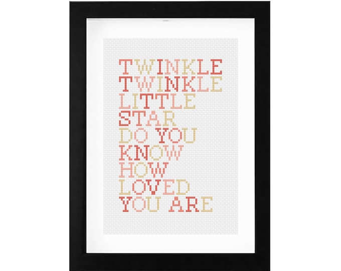 5x7 - "Twinkle Twinkle Little Star" Decorative Cross Stitch Art with Frame