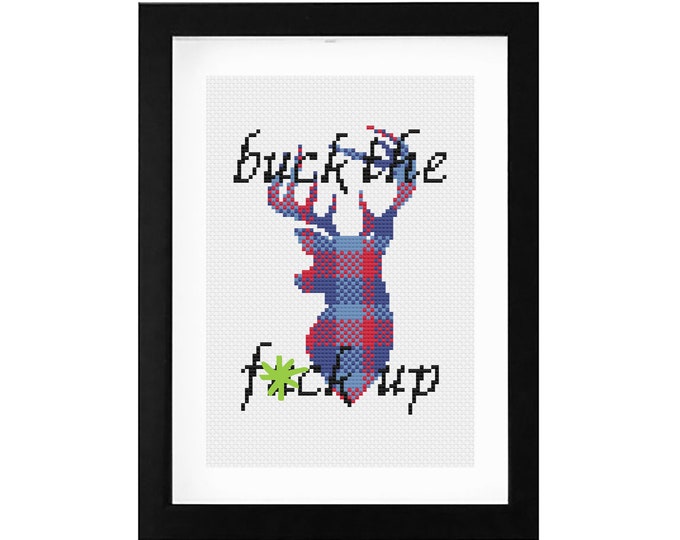 5x7 - "Buck the F*!? Up" Decorative Cross Stitch Art with Frame