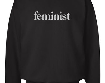 Unisex “Feminist" Cross Stitch Crew Neck Sweater