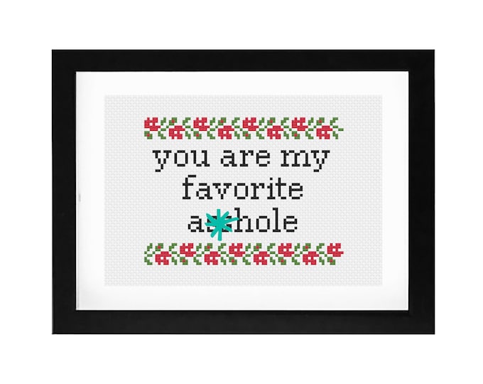 PDF Pattern for "Favorite *sshole" Decorative Cross Stitch Art (5x7)