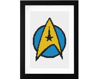 5x7 - Star Trek Graphic Decorative Cross Stitch Art with Frame