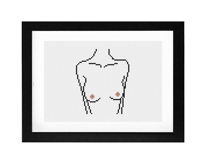 5x7 - Female Form Decorative Cross Stitch Art with Frame