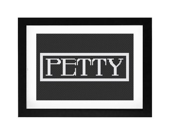 5x7 - "Petty" Decorative Cross Stitch Art with Frame