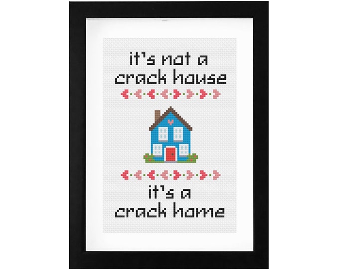 5x7 - "Crack Home" Decorative Cross Stitch Art with Frame