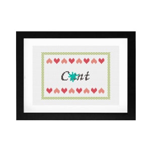 PDF Pattern for &quot;C*NT&quot; Decorative Cross Stitch Art (5x7)