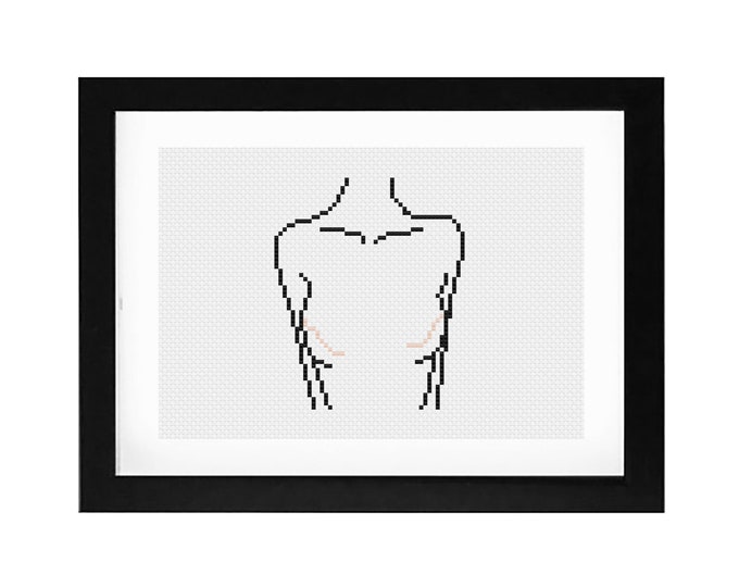 5x7 - Mastectomy Female Form Decorative Cross Stitch Art with Frame