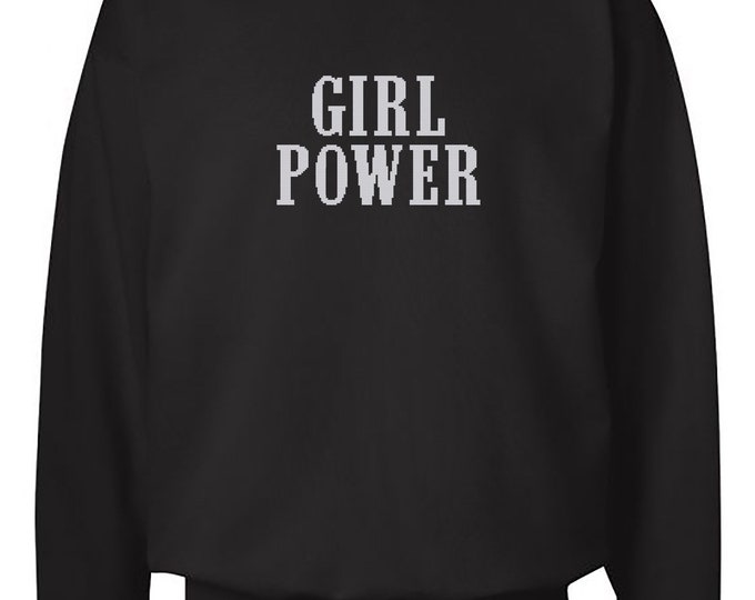 Unisex “Girl Power" Cross Stitch Crew Neck Sweater