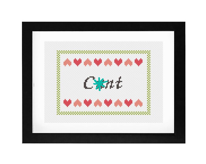 5x7 - "C*!?" Decorative Cross Stitch Art with Frame