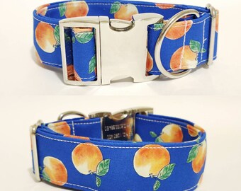 Peach fruit georgia blue  dog collar - "Peach State"