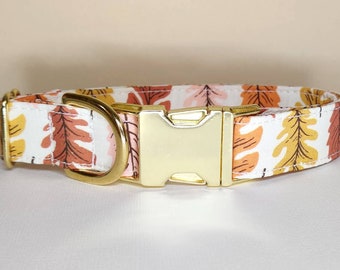 Fall autumn leaves orange yellow dog collar - "Leaves of All Colors"