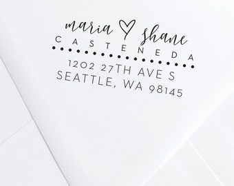 Calligraphy Hearts and Dots Address Stamp