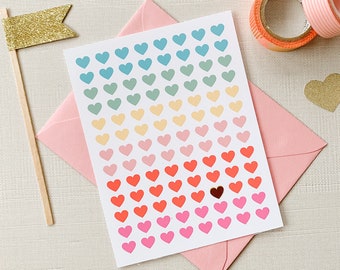 Rainbow Hearts with Gold Foil Heart Valentine's Day Card