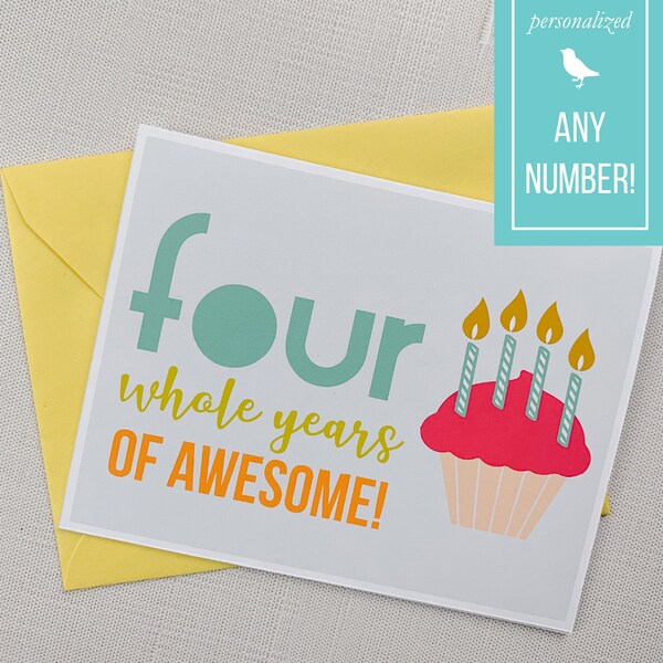 Birthday Card - ________ Years of Awesome (One, two, three, etc!) - A2