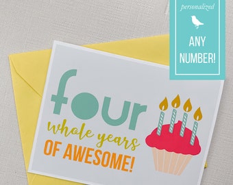 Birthday Card - ________ Years of Awesome (One, two, three, etc!) - A2