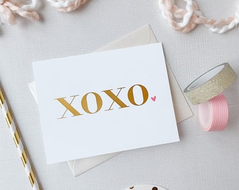 XOXO (gold foil) - Folded A2 Card