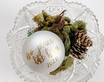 Personalized Pearly White 6-inch Hand Lettered Ornament