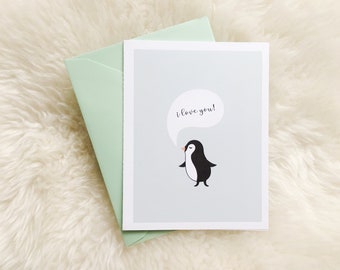I love you! Penguin // card + envelope