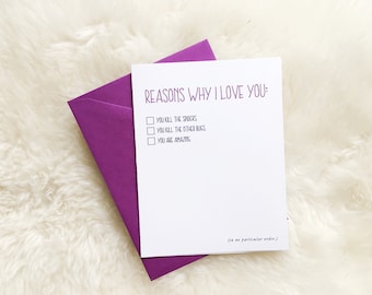 Reasons Why I Love You - card & envelope