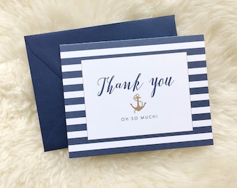 Nautical Stripes Thank You Cards (Pack of 10)