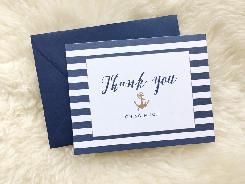 Nautical Stripes Thank You Cards Pack of 10 image 1