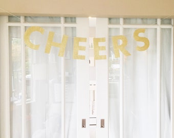 Cheers Gold Glitter Banner