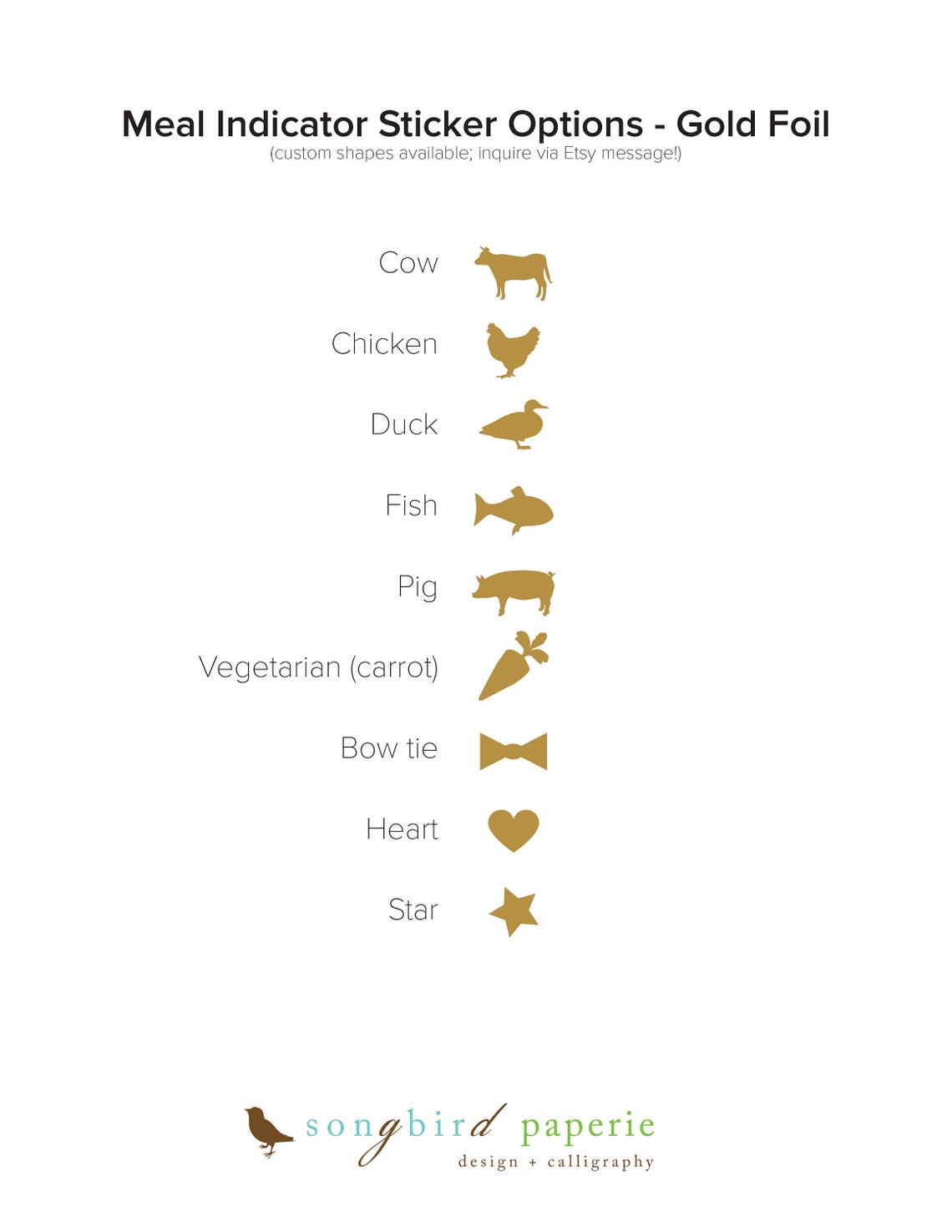 Place/Escort Card Meal Indicator Stickers sets of 20 Etsy