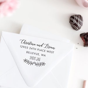Calligraphy & Laurel Address Stamp