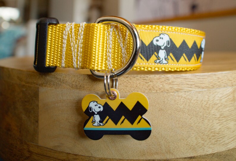 Matching Snoopy Pet ID Tag and Collar Etsy