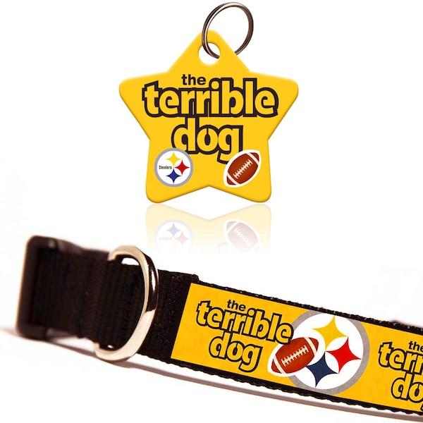 Pittsburgh Steeler Terrible Dog - Pet ID Tag & Dog Collar