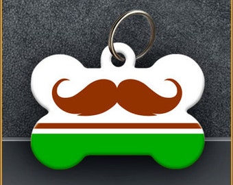 Holiday Mustache PET ID TAGS