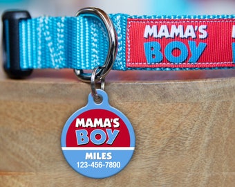 Mama's Boy Pet ID Tag and Collar