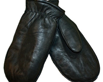 Men's & Women's Buckskin Chopper Mittens - Black